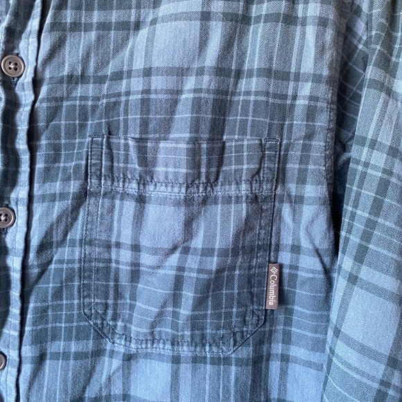 Columbia Cotton Blue Plaid Flannel Button Front Shirt Chest Pocket Casual Med - Picture 2 of 6
